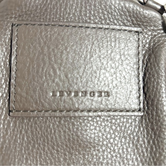 Levenger Pebbled Leather Fully lined Monogram Printed Crossbody Bag Silver Toned - Picture 13 of 13